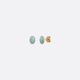 GOLD AMAZONITE EARRINGS - OVAL CAB