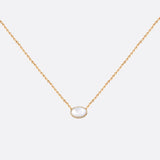 GOLD WHITE MOTHER-OF-PEARL NECKLACE - OVAL CAB