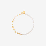BRACELET DORÉ PERLE DE CULTURE BLANCHE - MEGHAN