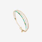 Bracelet 4 rangs doré vert - ALEXANDRA