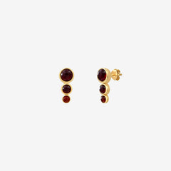 Boucles d'oreilles dorées grenat - ANDREA