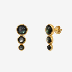Boucles d'oreilles dorées nacre grise - ANDREA