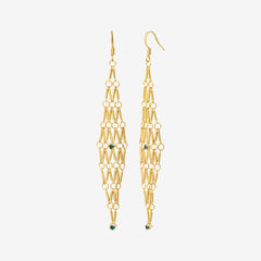 Boucles d'oreilles dorées émeraude grand modèle - BARBARA
