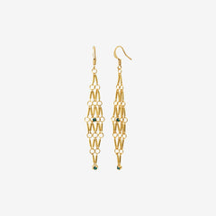 Boucles d'oreilles dorées émeraude petit modèle - BARBARA