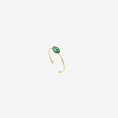 Bague malachite plaquée or - CAB OVALE