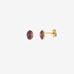 Boucles d'oreilles dorées améthyste - CAB OVALE