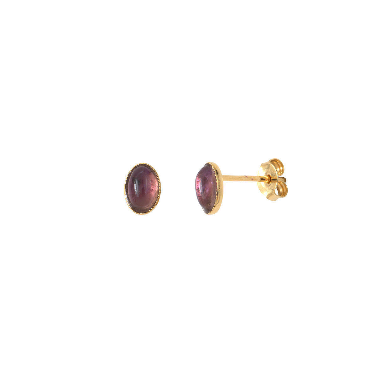 BOUCLES D'OREILLES DORÉES AMETHYSTE - CAB OVALE