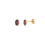 BOUCLES D'OREILLES DORÉES AMETHYSTE - CAB OVALE
