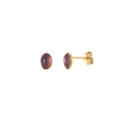 BOUCLES D'OREILLES DORÉES AMETHYSTE - CAB OVALE