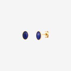 Boucles d'oreilles dorées lapis lazuli - CAB OVALE