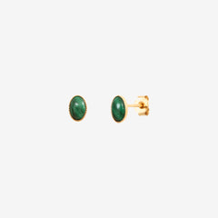 Boucles d'oreilles dorées malachite - CAB OVALE