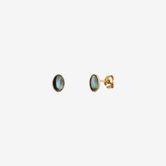 Boucles d'oreilles dorées nacre grise - CAB OVALE