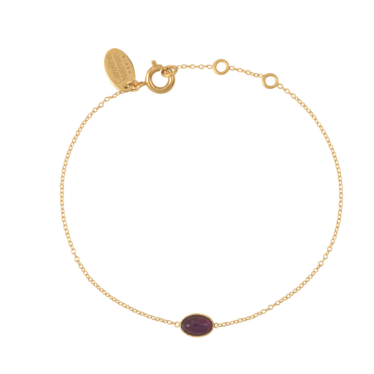 BRACELET DORÉ AMETHYSTE  - CAB OVALE