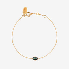Bracelet doré nacre grise - CAB OVALE