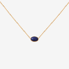 Collier doré lapis lazuli - CAB OVALE