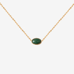 Collier doré malachite - CAB OVALE