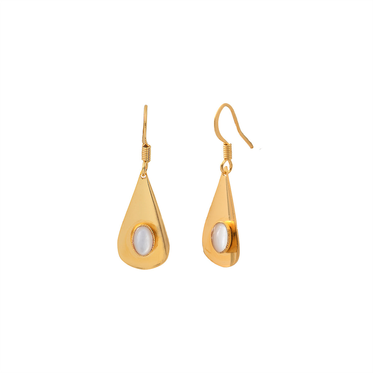 BOUCLES D'OREILLES NACRE BLANCHE DORÉES - CALLA