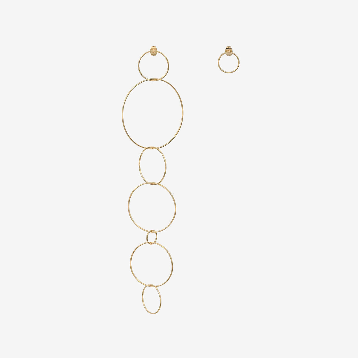 BOUCLES D'OREILLES DORÉES ASYMETRIQUE - CIRCLE