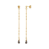 Boucles d’oreilles longues DANAÉ quartz fumé