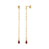 Boucles d’oreilles longues DANAÉ grenat