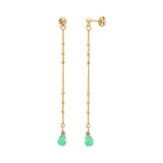 BOUCLES D'OREILLES LONGUES CHRYSOPRASE DORÉES - DANAE