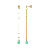 BOUCLES D'OREILLES LONGUES CHRYSOPRASE DORÉES - DANAE