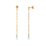 BOUCLES D'OREILLES LONGUES AIGUE MARINE DORÉES - DANAE