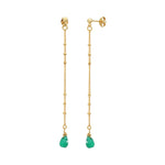 BOUCLES D'OREILLES LONGUES DANAE QUARTZ VERT