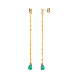 BOUCLES D'OREILLES LONGUES DANAE QUARTZ VERT