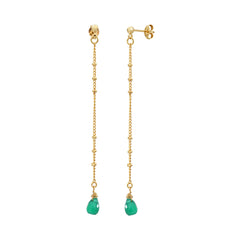 BOUCLES D'OREILLES LONGUES DANAE QUARTZ VERT