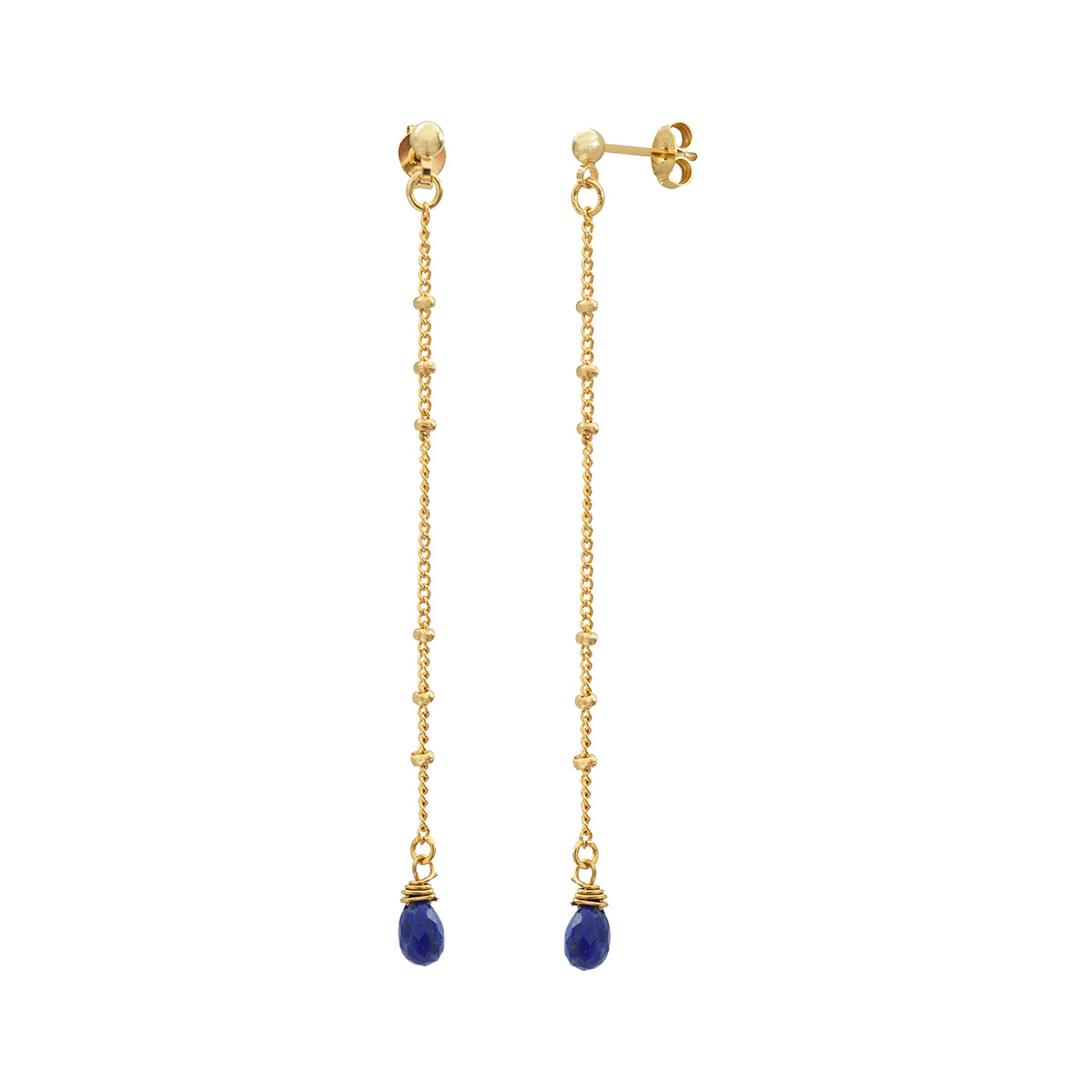 BOUCLES D'OREILLES LONGUES DANAE LAPIS LAZULI