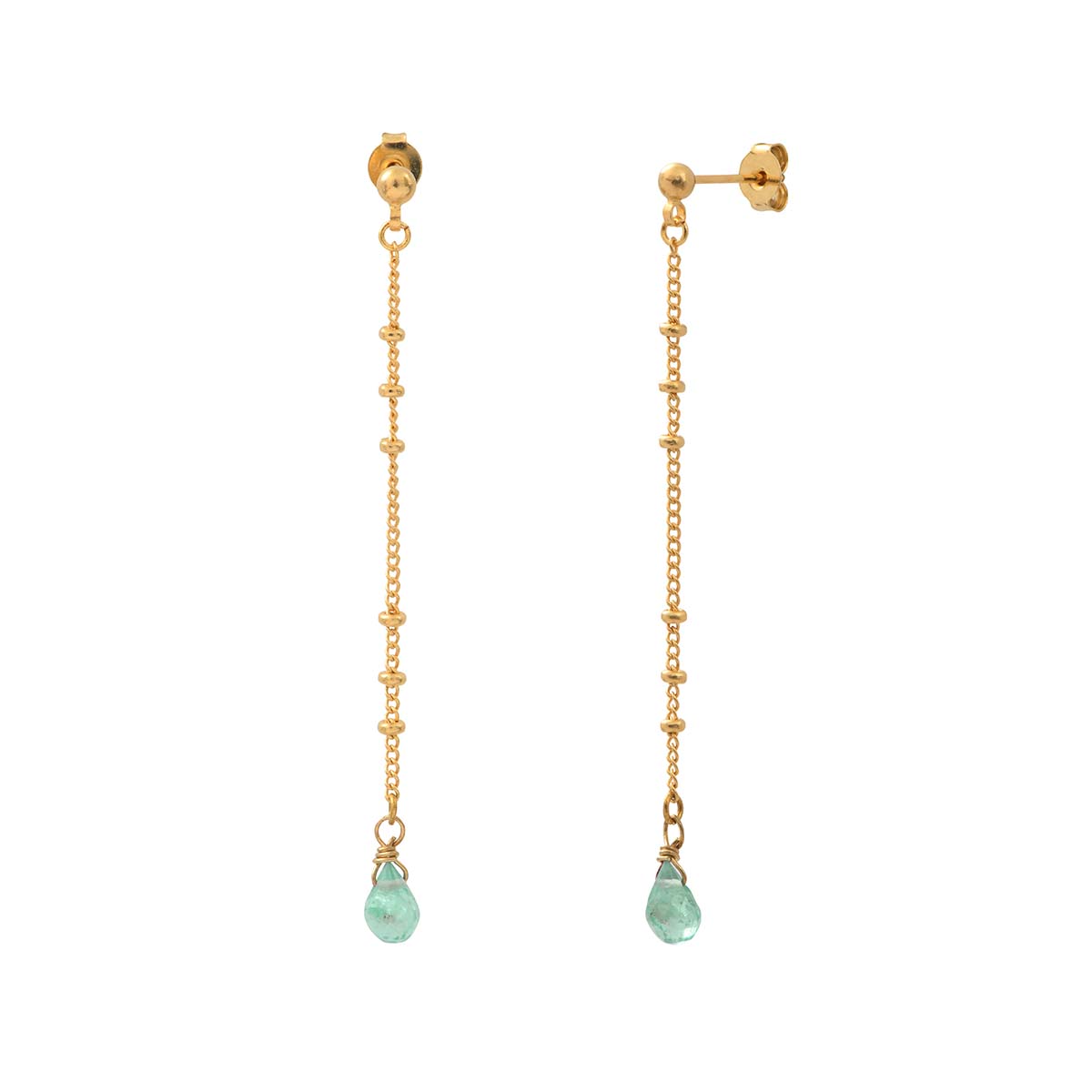 BOUCLES D'OREILLES LONGUES AMAZONITE DORÉES - DANAE