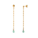 BOUCLES D'OREILLES LONGUES AMAZONITE DORÉES - DANAE