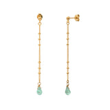 BOUCLES D'OREILLES LONGUES AMAZONITE DORÉES - DANAE
