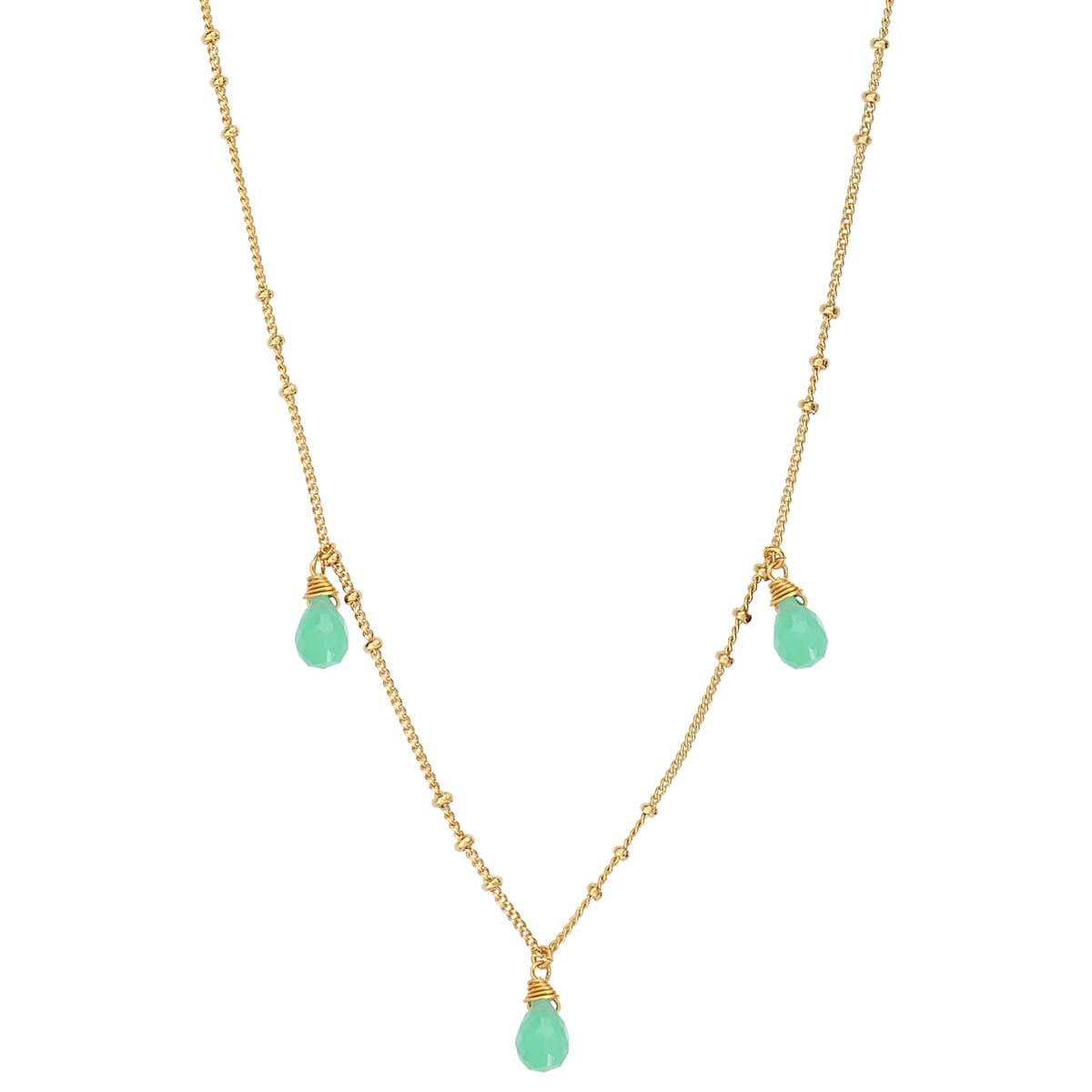 COLLIER  CHRYSOPRASE DORÉ - DANAE