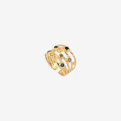 Bague verte plaquée or - DRIB DELUXE