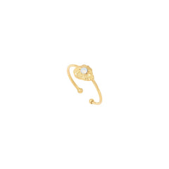 BAGUE DORÉE - ELEVEN WHITE OPAL