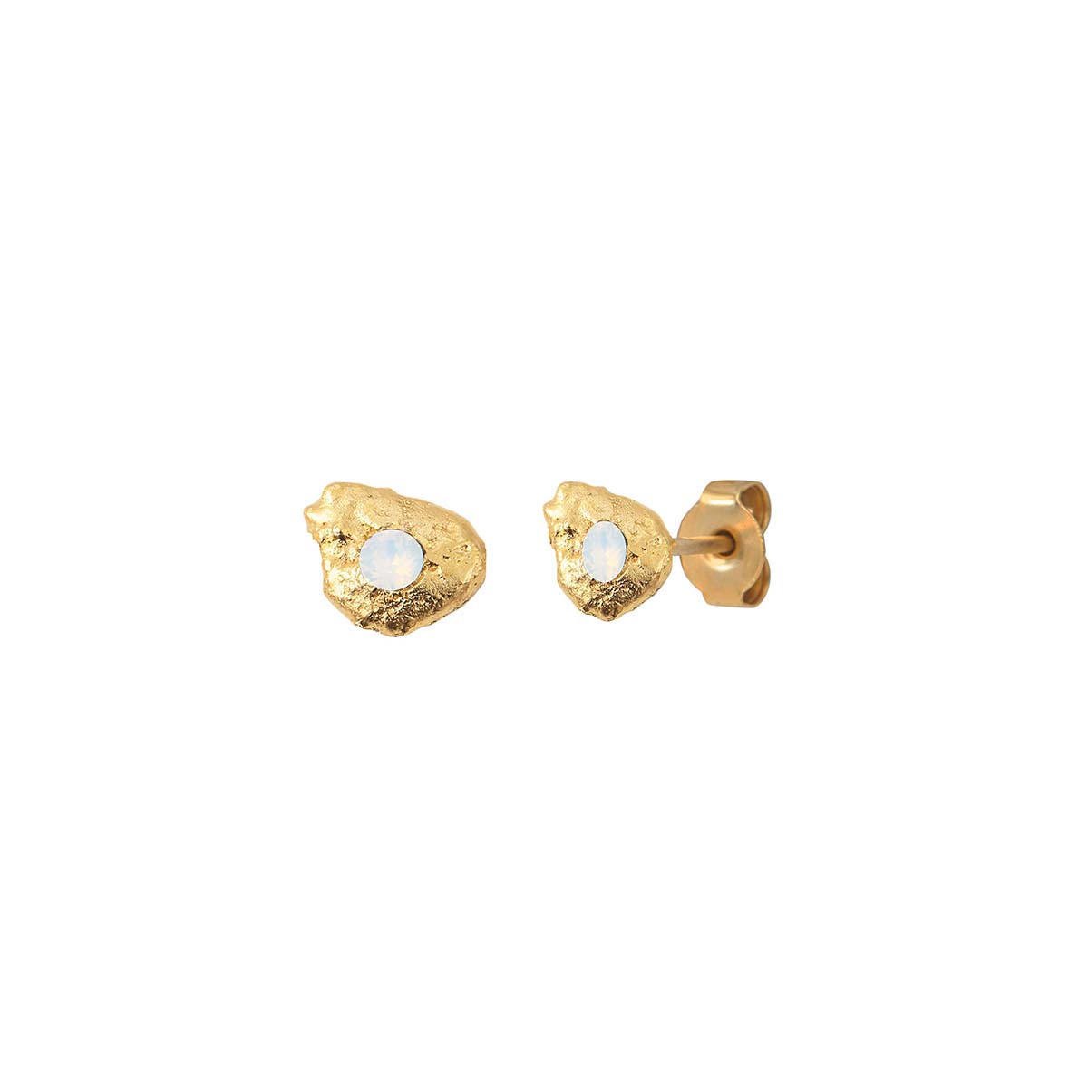 BOUCLES D'OREILLES WHITE OPAL DORÉES -  ELEVEN
