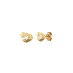 BOUCLES D'OREILLES WHITE OPAL DORÉES -  ELEVEN