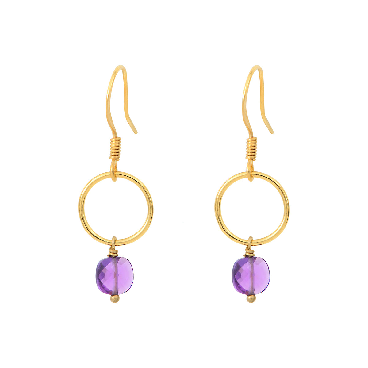 BOUCLES D'OREILLES DORÉES AMÉTHYSTE -  FIDJI