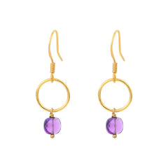BOUCLES D'OREILLES DORÉES AMÉTHYSTE -  FIDJI