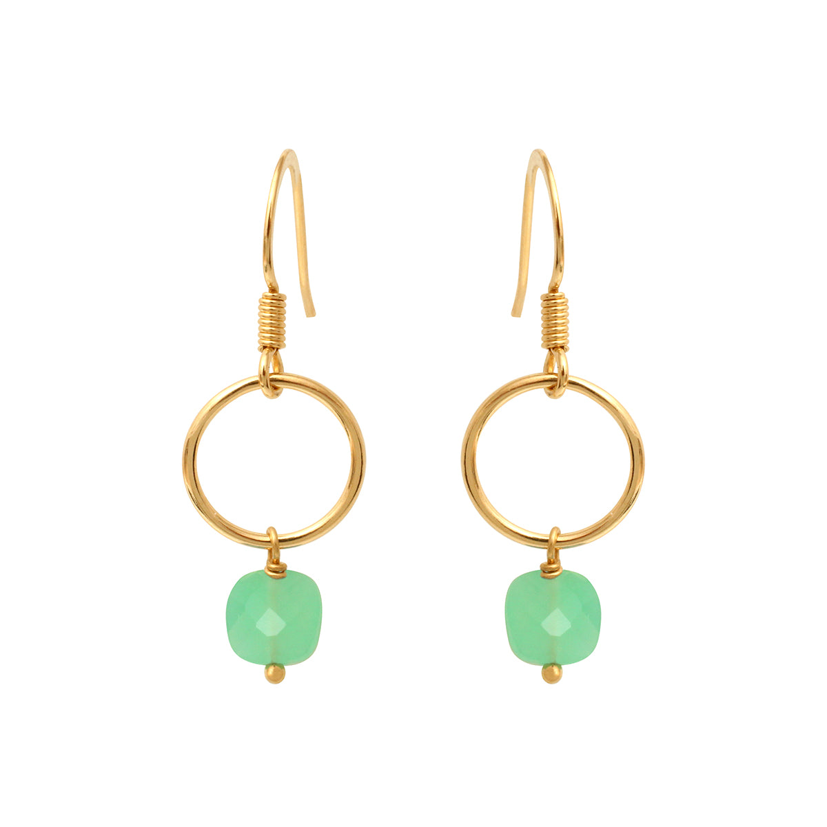 BOUCLES D'OREILLES CHRYSOPRASE DORÉES -  FIDJI
