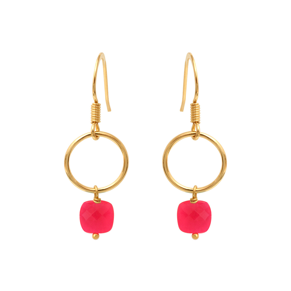BOUCLES D'OREILLES ONYX ROSE DORÉES -  FIDJI