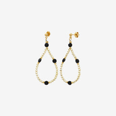 Boucles d'oreilles dorées petit modèle amanté hématite light gold / onyx - INDIE