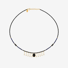Collier doré lapis lazuli/onyx esmé - INDIE