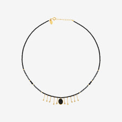 Collier doré hématite/onyx esmé - INDIE