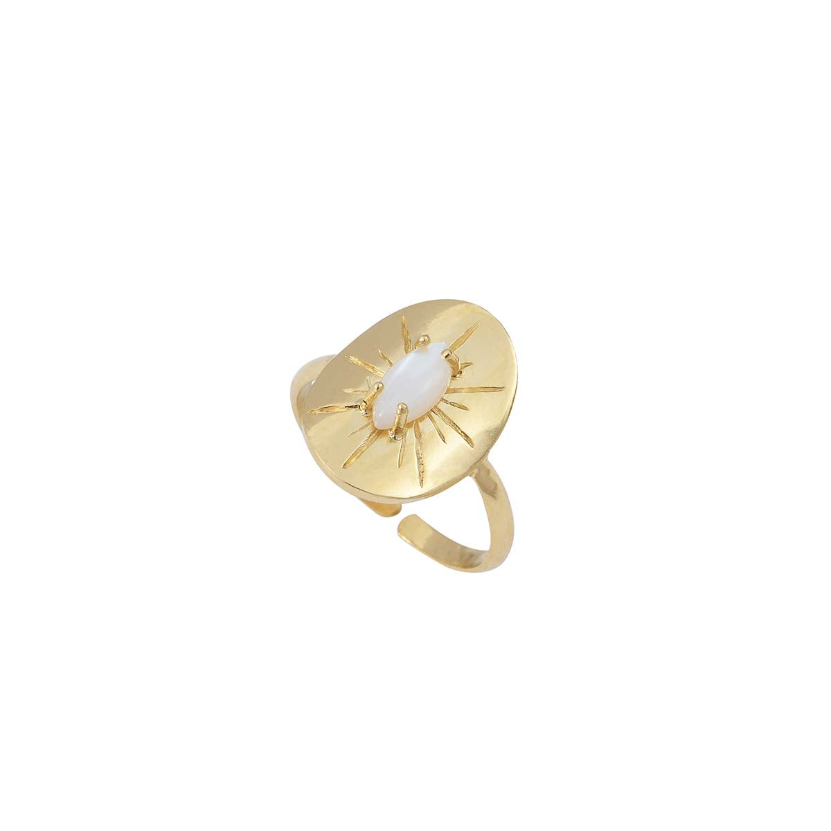 BAGUE  NACRE BLANCHE DORÉE - IRIS