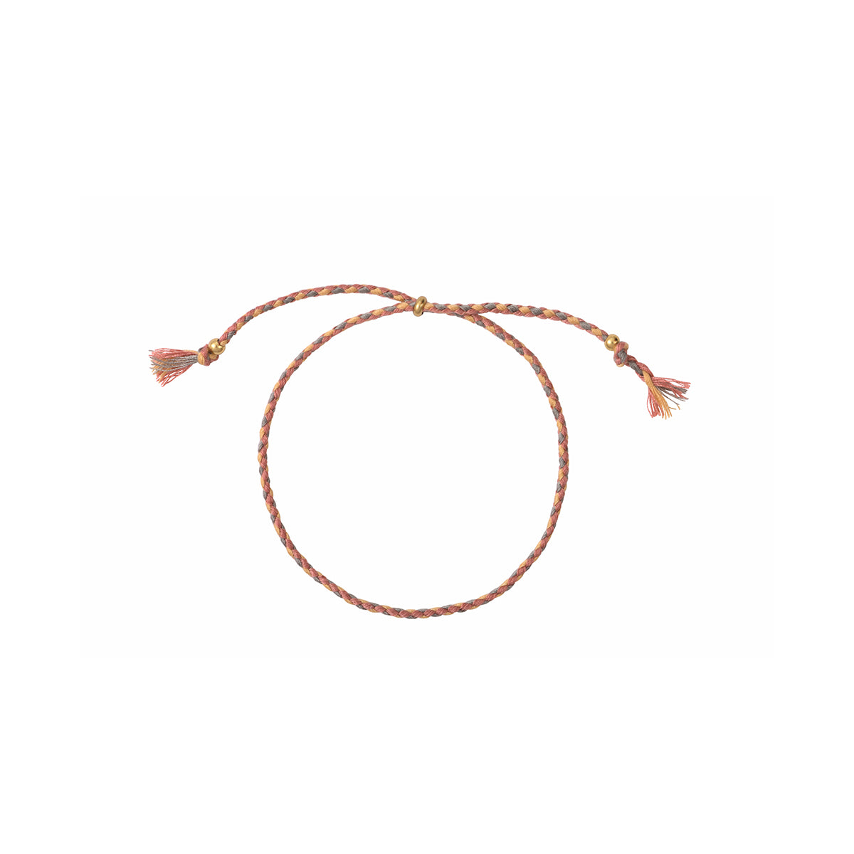 BRACELET CORDON GRIS/VIEUXROSE/BEIGE DORÉ - ISLA