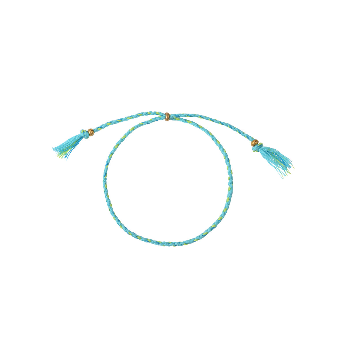 BRACELET CORDON BLEU CIEL/VERT POMME DORÉ - ISLA