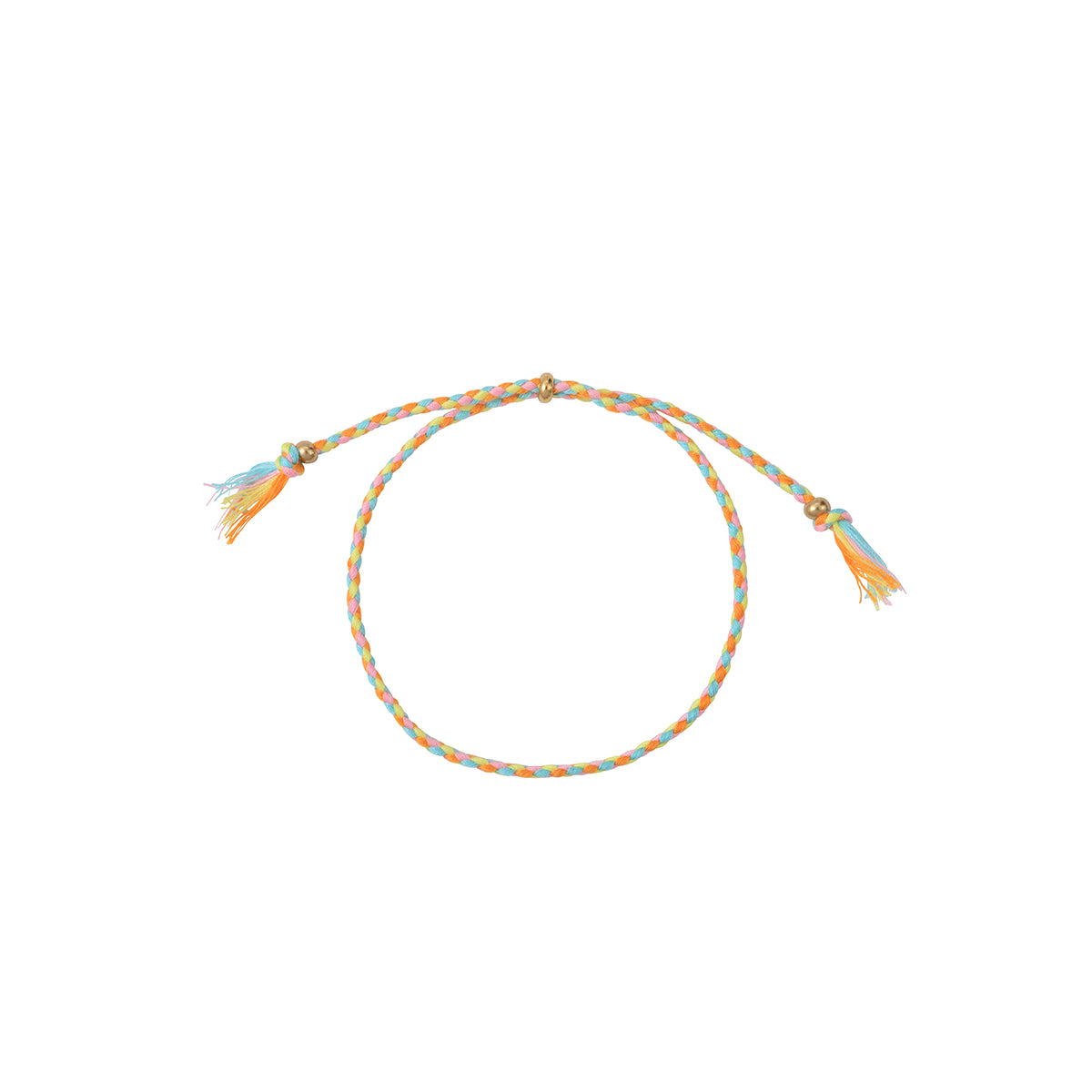 BRACELET CORDON JAUNE FLUO/BLEU CIEL/ROSE DORÉ - ISLA